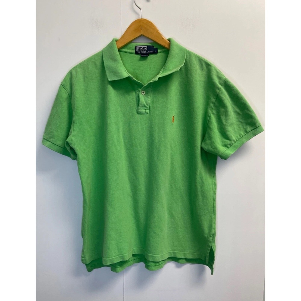 Polo Ralph Lauren Men's‎ L Polo Shirt Green Orange Pony Logo Classic Fit